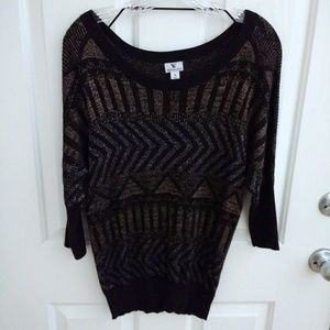 Black metallic geometric print sweater - Size Med